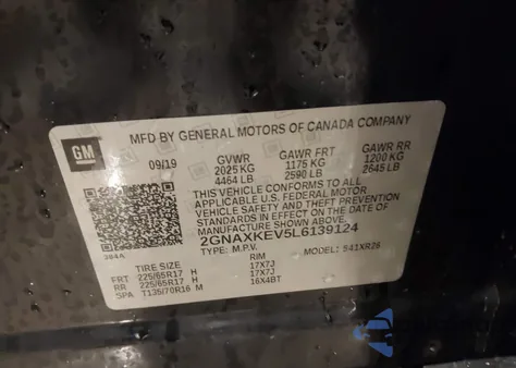 2020 Chevrolet Equinox Fwd Lt 1.5L Turbo from USA, damaged, VIN 2GNAXKEV5L6139124